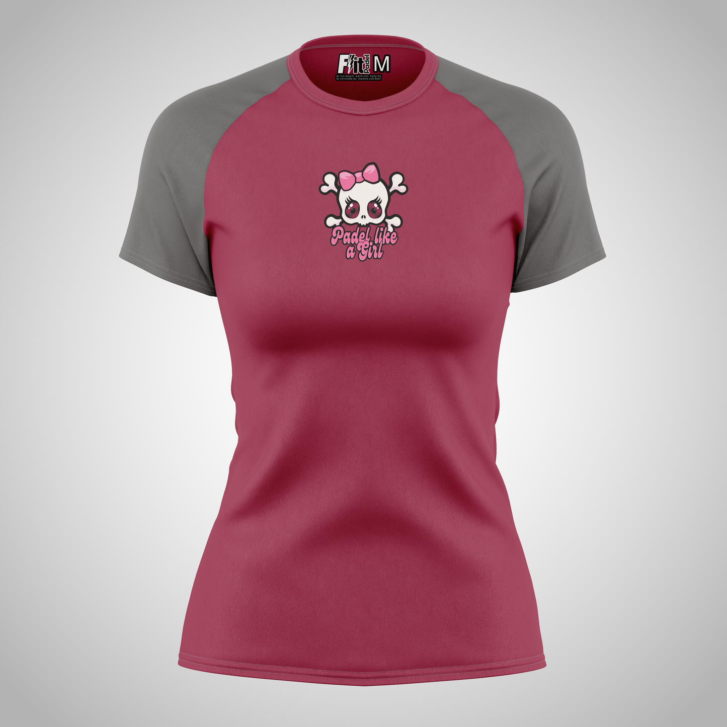 Women's F-it Padel T-shirt| Active wear Red Berry and grey