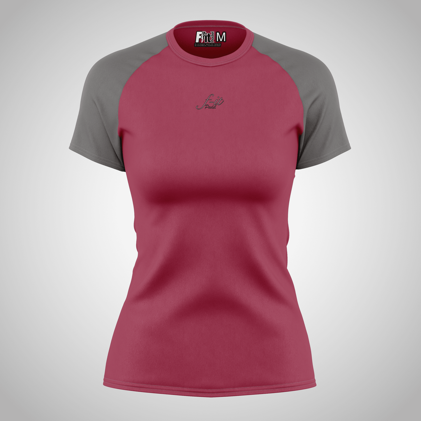 Women's F-it Padel T-shirt| Active wear Red Berry and grey